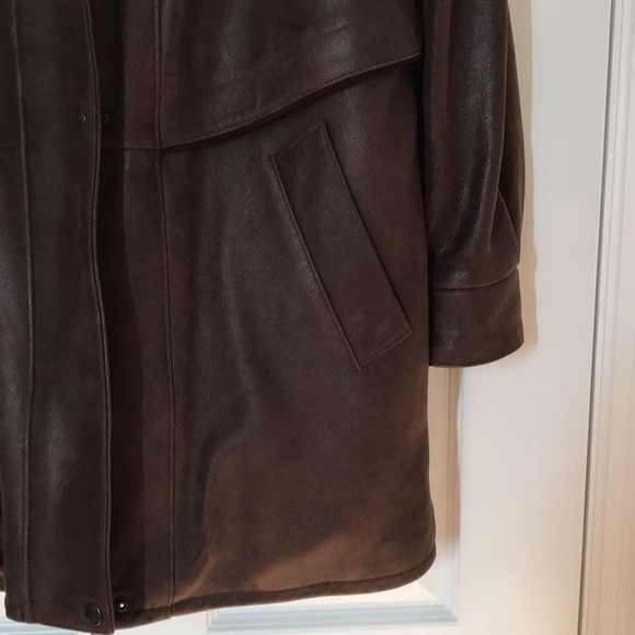 Vintage Acton The Old Hyde House 3/4 length leather hooded coat - Picture 4 of 16
